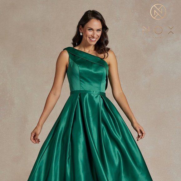 NEW LONG ONE SHOULDER A-LINE SILHOUETTE SLEEVELESS DRESS WITH ZIP BACK NX JE931 - Picture 3 of 8